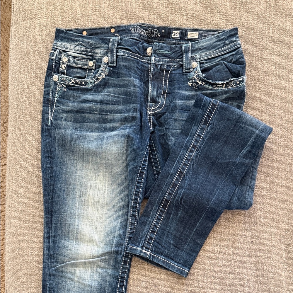 Miss Me Signature Skinny Dark Blue Embellished Jeans